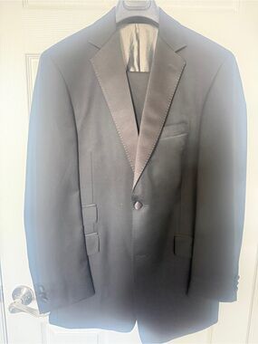 Black Satin-Lapel Tuxedo - Sleek Formal Black Tuxedo Suit